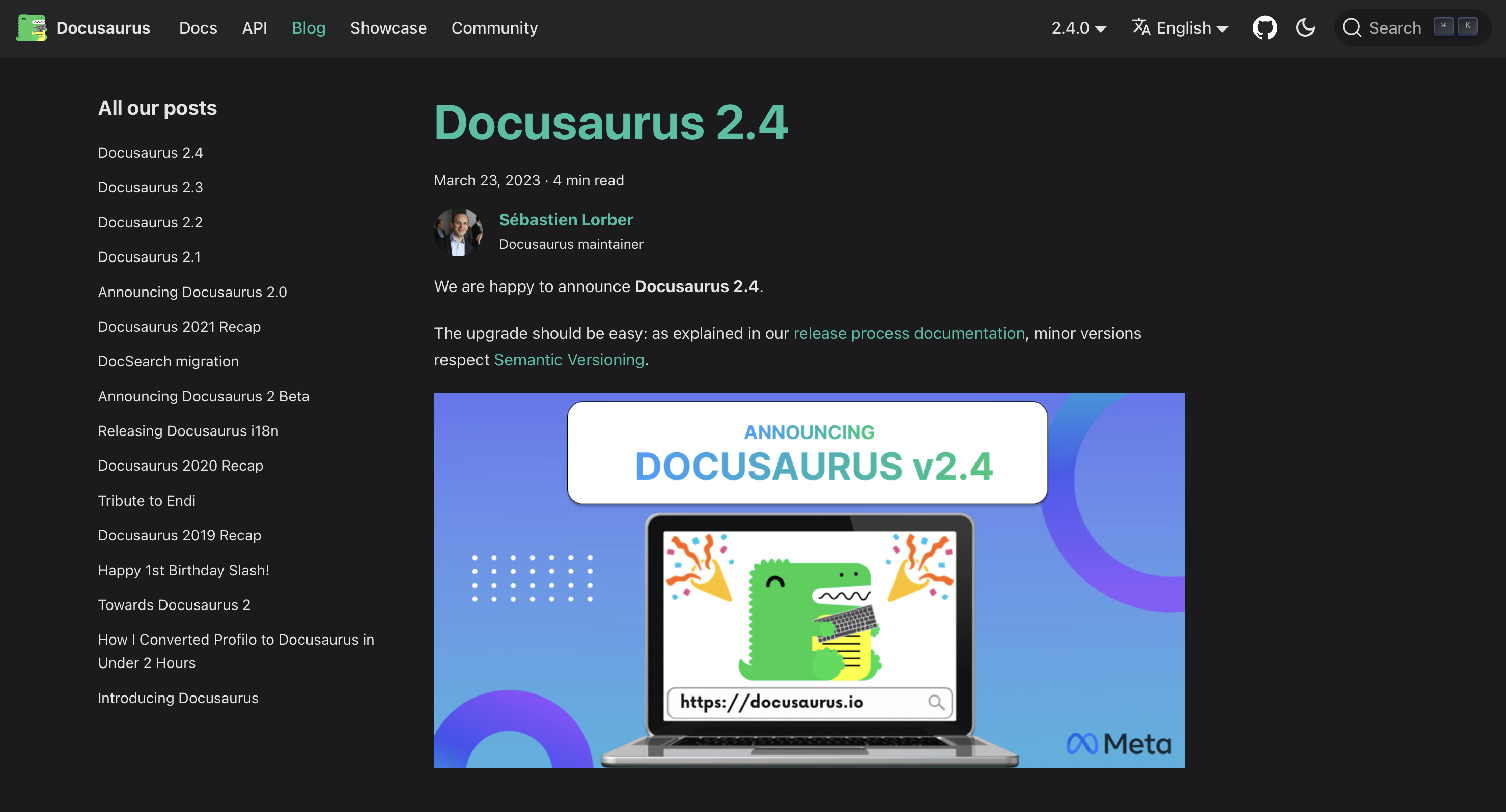 Docusaurus Blog 페이지 스크린샷